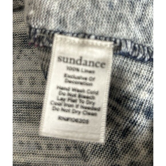 Sundance 100% Linen Embroidered V Neck Floral Boho Blue Short Sleeves Top XS - Picture 11 of 11